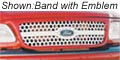 DJ Motorsports HG2000 Band With Emblem Style Replacement Grille Insert, 304 Mirror Finish Stainless Steel, For Select Ford Vehicles (HG2000)