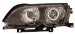 Headlights - 2002 - 2005 B.M.W 3 Series E46 4DR 1PC Projector with HALO - Black Clear (121140, A1R121140)