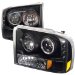99-04 Ford F-250 1Pc Projector Head Lights (Amber) - Black (PRO-YD-FF25099-1P-AM-BK, PROYDFF250991PAMBK)
