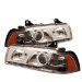 SPYDER BMW E36 3-Series 92-98 4DR 1PC DRL LED Projector Headlights - Chrome (PRO-YD-BMWE36-4D-DRL-C)