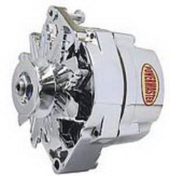 Powermaster Street Alternators Alternator - External Regulator - 65 Amp - Chrome Plated - Buick - Oldsmobile - Pontiac - Chevy - GMC (17102, P6617102)