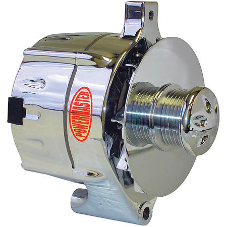Powermaster Ford Upgrade Alternator, 100-Amp with 6-Groove Serpentine Pulley - Chrome - PM8-37100 (PM8-37100)