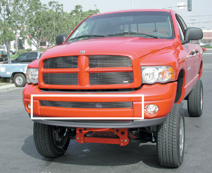 2002-2005 Dodge Ram (Except Diesel) Sport Model Bumper Billet Insert - Use w/Painted Bumpers - 6 Bars (25466, T8625466)