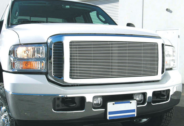 2005-2007 Ford Super Duty, Excursion - One-Peice Full Opening Billet Grille Insert - Requires Professional cutting of center and side sections - Grille requires fabricating additional brackets it fit XL model work trucks (20561)