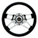 Challenger Steering Wheel 13.5 in. Diameter 3 in. Dish Black Cushion Grip w/Brilliant Chrome Spokes (440, G19440)