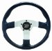 GT Rally Steering Wheel 13 in. Diameter 3 in. Dish Black Hand Grip w/Silver Anodized 3-Spoke Design (760, G19760)
