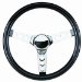 Classic Series Classic Cruising Steering Wheel 13.5 in. Diameter 3.5 in. Dish Black Gloss Vinyl Grip w/Chrome 3-Spoke Design (502, G19502)