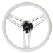 Classic Series Classic Style Steering Wheel 14.5 in. Diameter 2.75 in. Dish White Gloss Vinyl Grip Equally Spaced 3-Spoke (991, G19991)