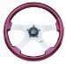 Touring GT Steering Wheel 14 in. Diameter 3 in. Dish Mahogany Wood Finger Grip w/Silver Anodized 4-Spoke Design (724, G19724)
