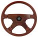 Truck/RV Steering Wheel 15 in. Diameter 3 in. Dish Mahogany Wood Finger Grip Center Cover 4-Spoke Design (1725, G191725)