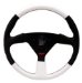 Formula 1 Steering Wheel 13.75 in. Diameter 3.5 in. Dish Black Perforated And Yellow Leather Grained Vinyl Hand Grip w/Black 3 Spoke Design (1068, G191068)