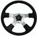 GT Rally Steering Wheel 14 in. Diameter 3.75 in. Dish Black Hand Grip w/Polished Aluminum 4-Spoke Design (1108, G191108)