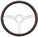 Classic Series Corvette Steering Wheel 14 in. Mahogany w/Polished Aluminum Spokes Direct Bolt-On Replacement (794, G19794)